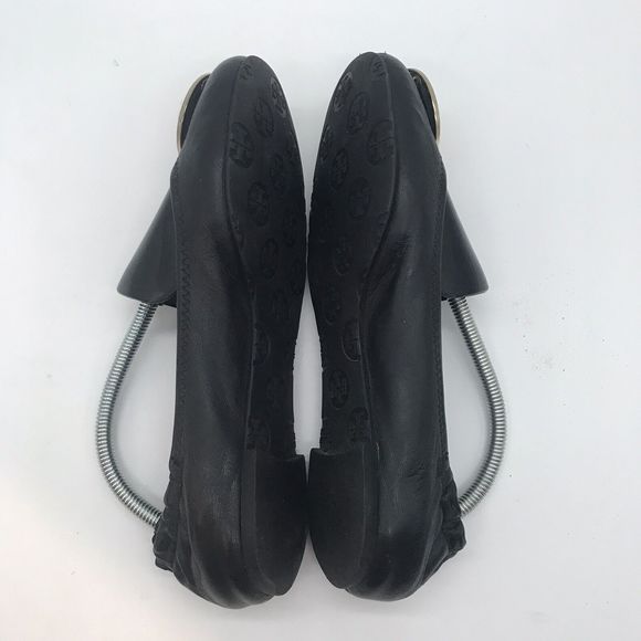 Tory Burch Classic Reva Butter Soft Leather Black Gold Ballet Flats Women's 6.5M - Picture 7 of 11